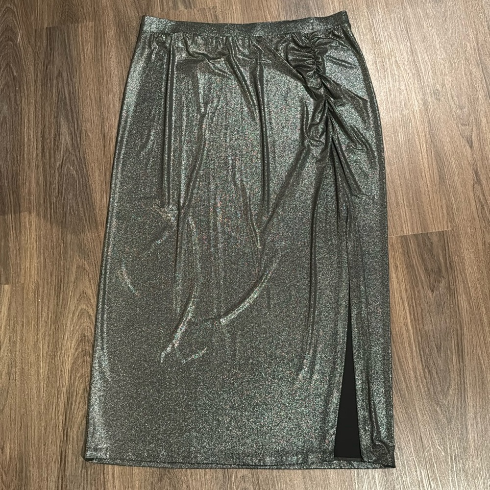 Lane Bryant 18/20 XXL 2X Metallic Maxi Midi Skirt with Slit Christmas Holiday